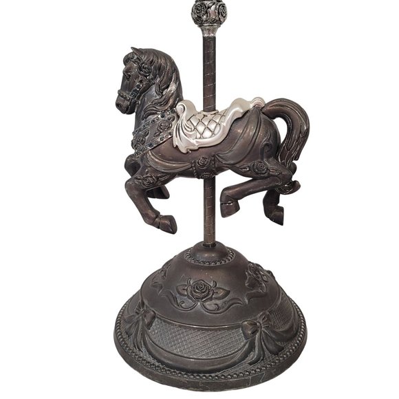 Sankyo silver plated carousel horse with blue rhinestones music box lovconqrsall - Picture 4 of 8